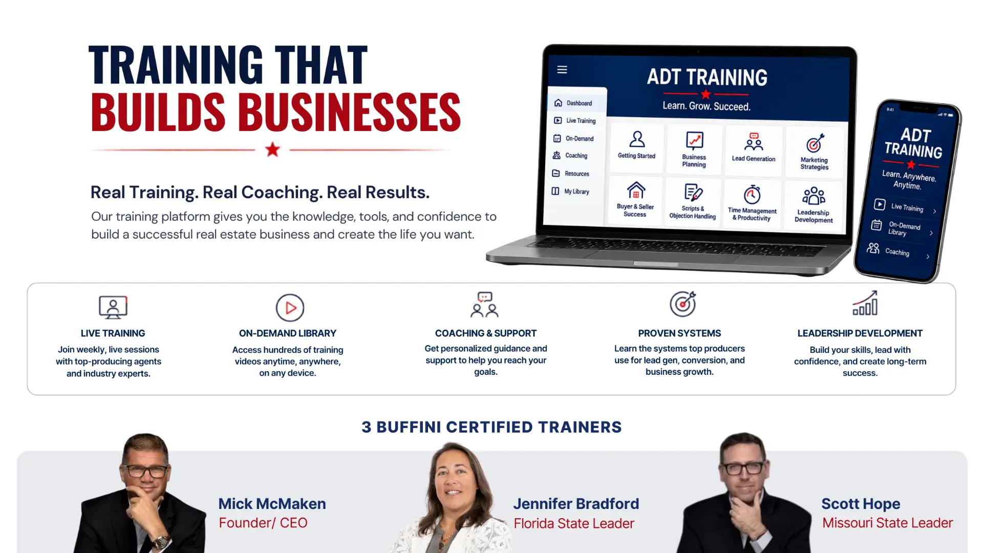 ADT Training — training that builds businesses, with Buffini certified trainers Mick McMaken, Jennifer Bradford and Scott Hope
