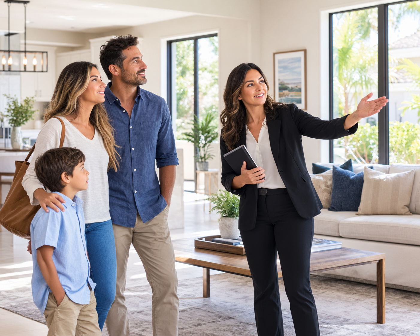 An ADT Realty agent showing a family their new home