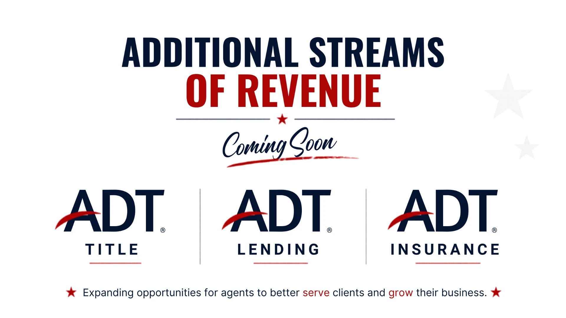 Additional streams of revenue coming soon — ADT Title, ADT Lending and ADT Insurance